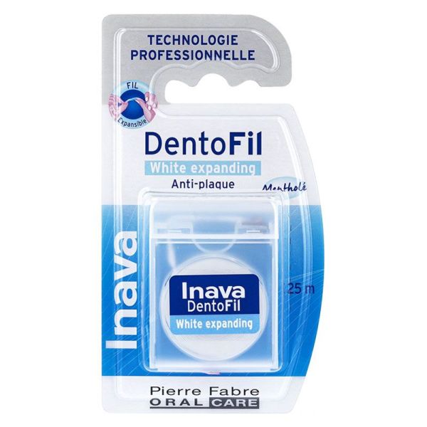 Inava Dentofil White Expanding Fil Dentaire - 25 m - Anti-Plaque Expansible et Haleine Fraîche