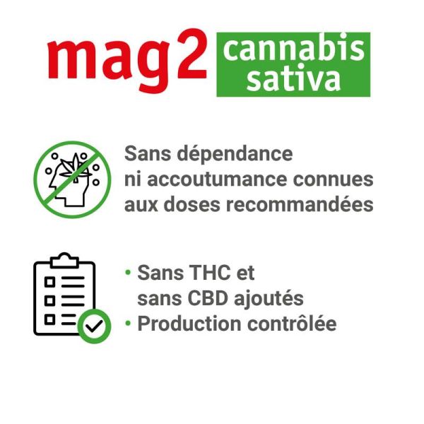 Mag2 Cannabis Sativa 30 Comprimés - Détente et relaxation, réduit la fatigue