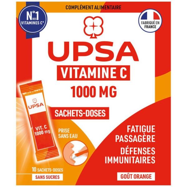 UPSA Vitalité Vitamine C 1000mg 10 Sachets – Énergie et immunité