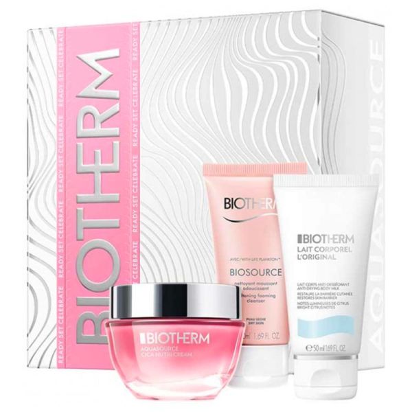 Biotherm Aquasource Coffret Routine Hydratation - Aquasource Crème + Biosource Nettoyant + Lait Original