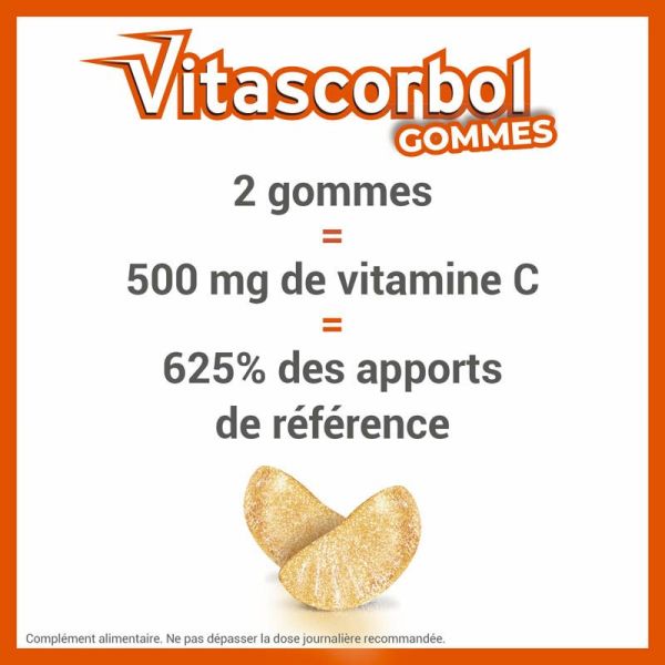 Vitascorbol Vitamine C 250mg - 45 gommes - Vitalité et défense immunitaire au quotidien