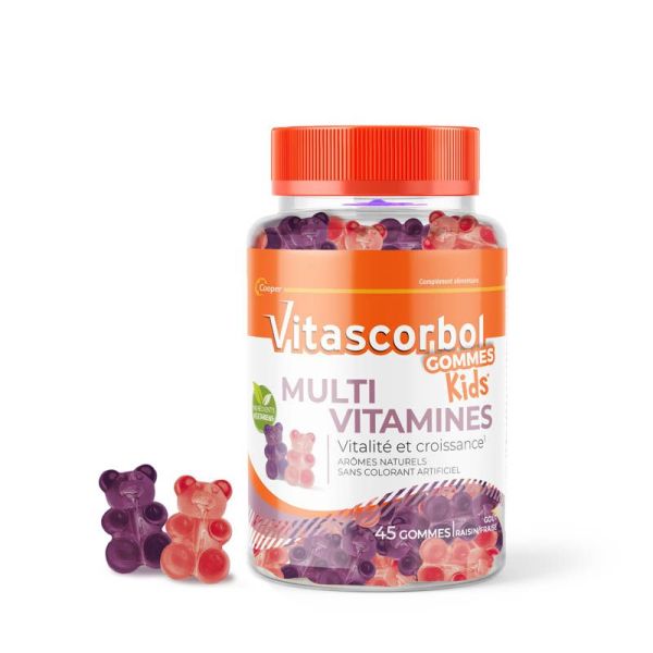 Vitascorbol Kids Multivitamines - 45 Gummies - Soutien la Croissance et la Vitalité des Enfants