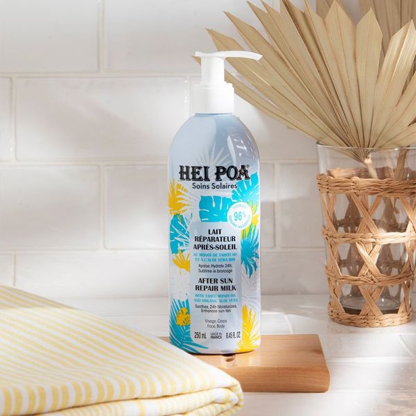 Hei Poa Lait Réparateur Après-Soleil - Flacon-Pompe de 250 ml - Apaisant et sublimant
