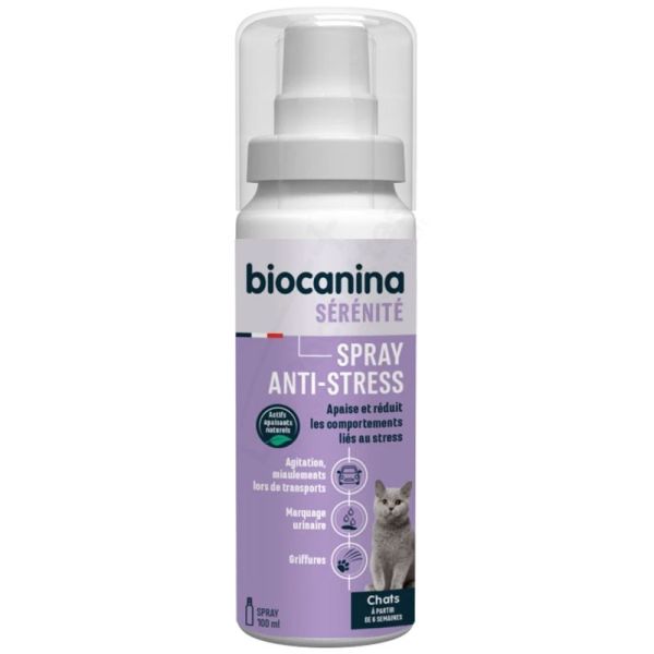 Biocanina Spray Anti-Stress Chat 100ml – apaisement immédiat pour les situations stressantes