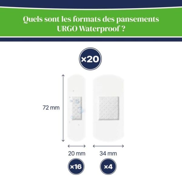 URGO 20x Pansements Waterproof Étanches – protection des plaies même sous l'eau