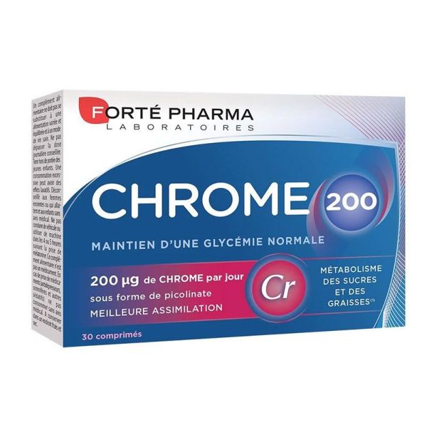 Forté Pharma Chrome 200 30 comprimés - Maintien d'une glycélie normale
