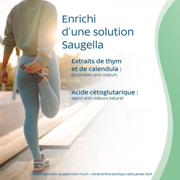 Saugella Cotton Touch 14 Serviettes Extra Fines Jour avec Ailettes