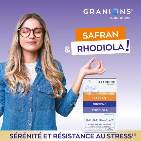 Granions Complexe Anti Stress 30 comprimés – Solution adaptogène sérénité, équilibre et vitalité