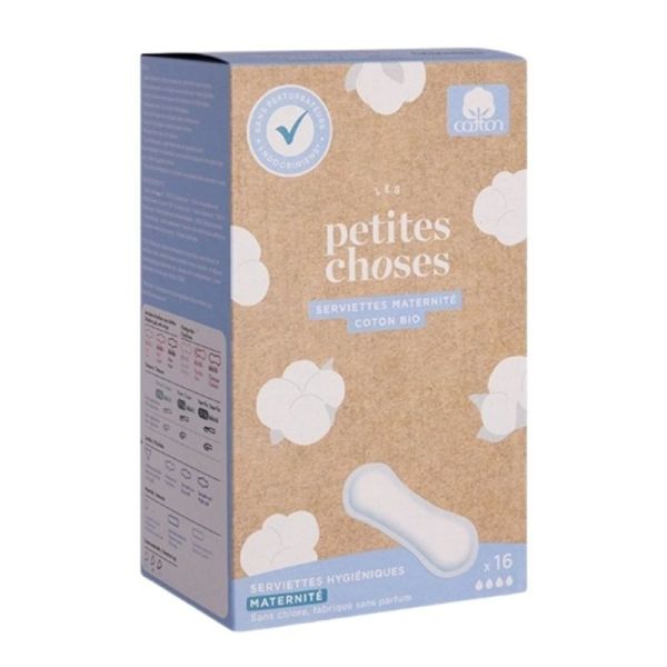 Les Petites Choses Serviettes Hygiéniques Maternité Coton Bio 16 unités