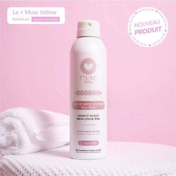 Musc Intime Lait en Spray Parfumé Musc Blanc 200ml – Hydratation 24h