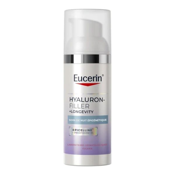 Eucerin Hyaluron-Filler + Longevity Soin de Nuit Épigénétique 50 ml - Régénération nocturne et réduction des rides