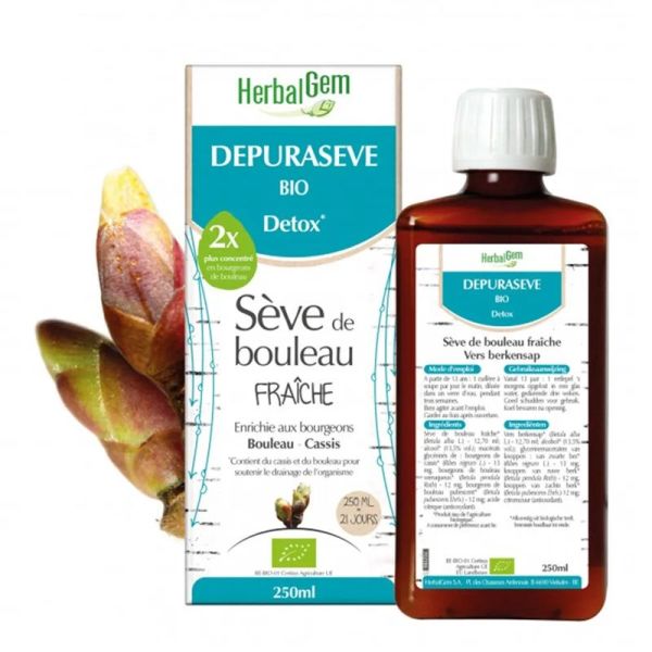 HerbalGem Dépurasève Détox Sève de Bouleau Fraîche Bio - 250ml