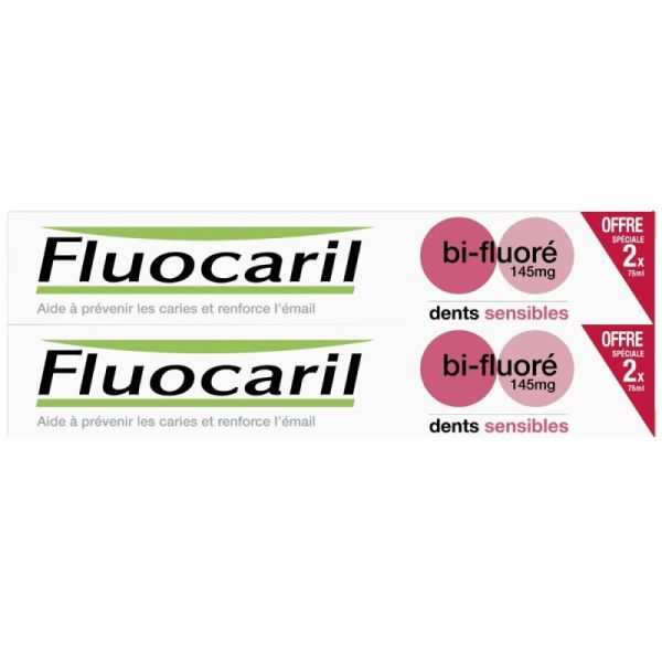 Fluocaril Dentifrice Dents Sensibles Bi-Fluoré 145mg - Lot de 2 x 75ml