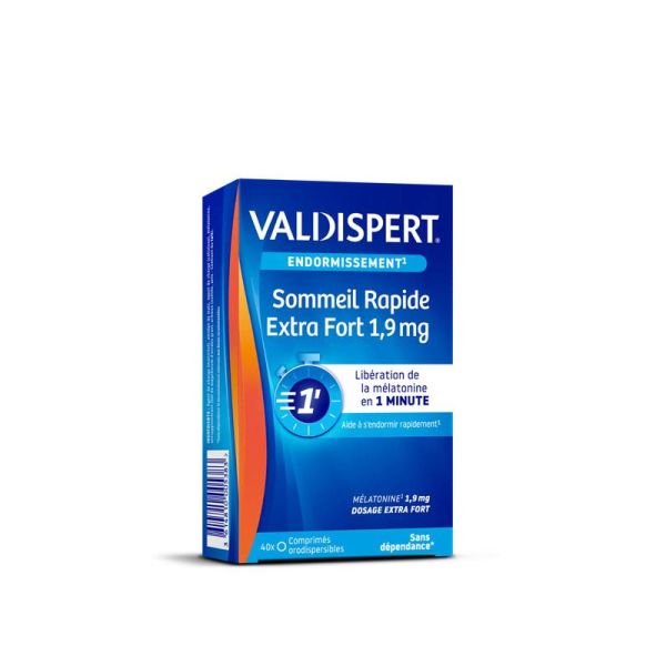 Valdispert Sommeil Rapide Mélatonine 1,9mg - Lot de 2 x 40 comprimés orodispersibles - Endormissement en 1 minute