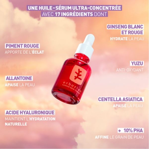 Erborian Skin Therapy Huile de Nuit Multi-Perfectrice 30ml – Huile-sérum biphasée aux 17 plantes et 10% PHA