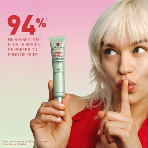 Erborian CC Red Correct Soin Correcteur Teinté SPF30 40ml – Crème de jour anti-rougeurs