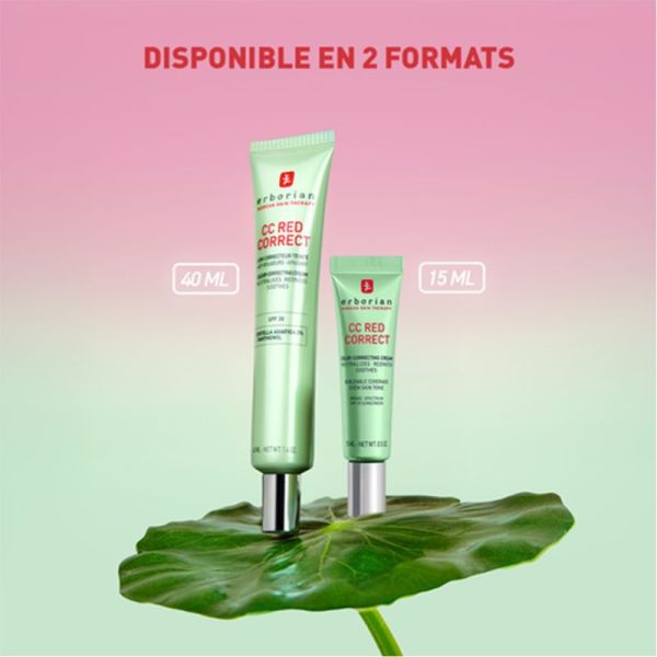 Erborian CC Red Correct Soin Correcteur Teinté SPF30 40ml – Crème de jour anti-rougeurs