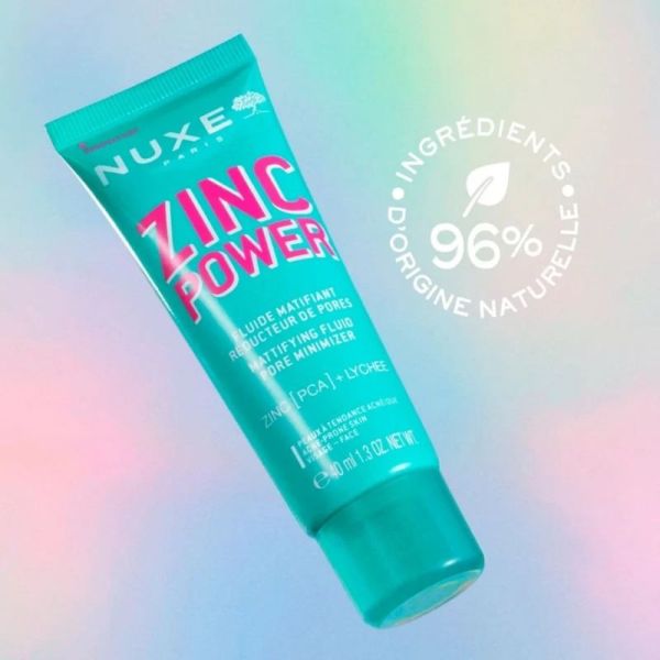Nuxe Zinc Power Fluide Matifiant Réducteur de Pores 40ml - Peau lisse et matifiée