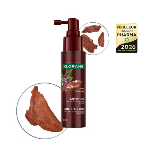 Klorane Antichute Traitement Fortifiant Intense à la Quinine - 100ml - Freine la Chute des Cheveux
