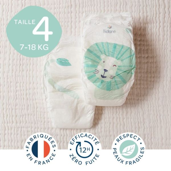 Biolane Couches Naturelles Taille 4 7 à 18kg x44 – Confort et protection