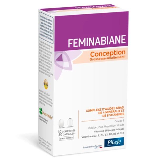 Pileje Feminabiane Conception - 30 Comprimés + 30 Capsules - De la conception à l’allaitement