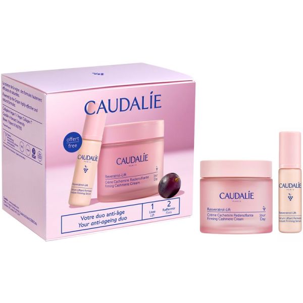 Caudalie Coffret Resveratrol-Lift - Crème Cachemire Redensifiante 50ml + Sérum Liftant Fermeté 10ml OFFERT