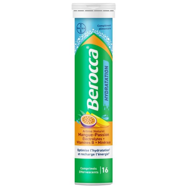 Berocca Hydratation Mangue Passion 16 Comprimés Effervescents – Énergie