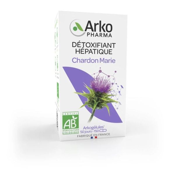Arkopharma Arkogélules Chardon Marie Bio Détoxifiant Hépatique - 150 Gélules - Favorise la digestion