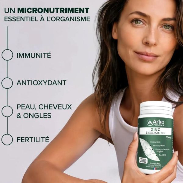 Arkopharma Arkogélules Zinc Bisglycinate 60 gélules - Soutien du système immunitaire
