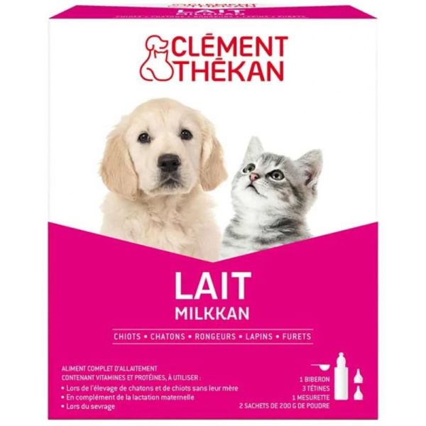 Clément Thékan Kit Allaitement Milkkan Lait Chiots et Chatons - 400 g - Nutrition complète