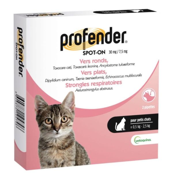 Vetoquinol Profender Spot-On Vermifuge Petit Chat - 2 Pipettes