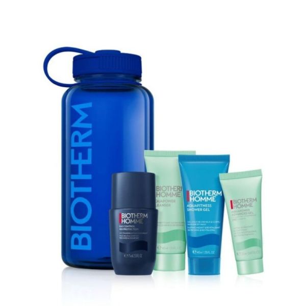 Biotherm Power Drop coffret gourde de sport 1L - 4 produits - routine hydratation peau et corps pour homme