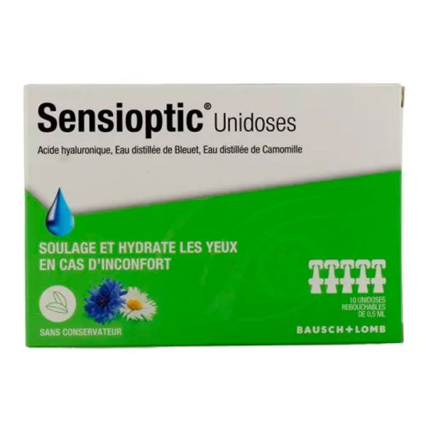 Bausch & Lomb Sensioptic - Solution Oculaire - Soulage & Hydrate les Yeux - 10 Unidoses de 0,4ml