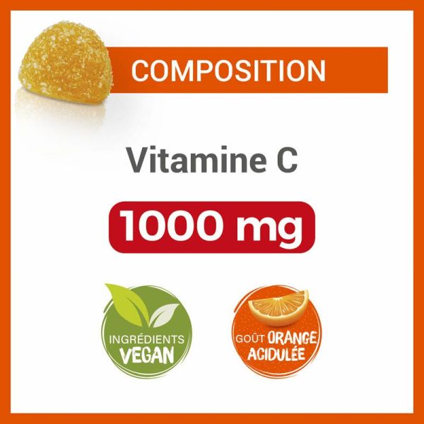 Vitascorbol Vitamine C 1000mg - 30 gommes - Énergie et immunité au quotidien