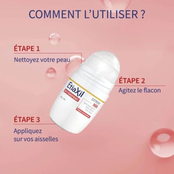 Etiaxil Anti-transpirant Extrême 96h Roll-on 50 ml Lot de 2 - Anti-humidité et anti-odeur