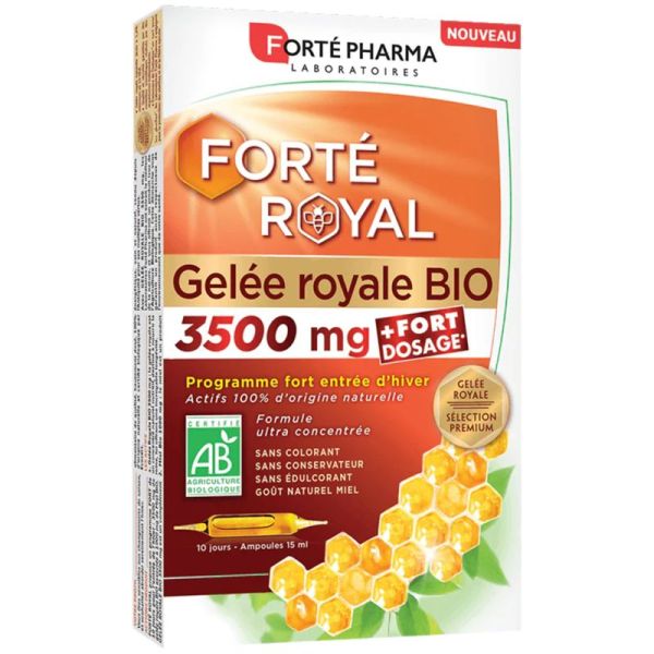 Forté Royal Gelée Royale Bio 3500mg - 10 ampoules - Défenses naturelles et vitalité intense