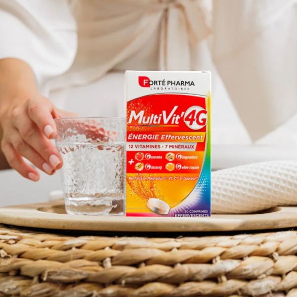 Forté Pharma MultiVit'4G Energie - 30 Comprimés Effervescents - Vitalité immédiate et réduction de la fatigue