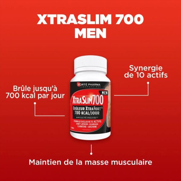 Forté Pharma Xtra Slim 700 Men - 120 Gélules - Brûle-graisses, définition musculaire et contrôle du poids