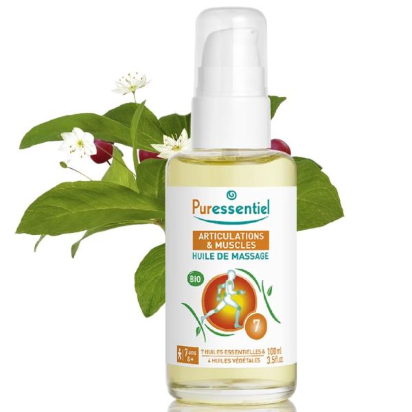 Puressentiel Articulations & Muscles Huile de Massage Arnica Gaulthérie Bio 100 ml – Soin de massage sportif