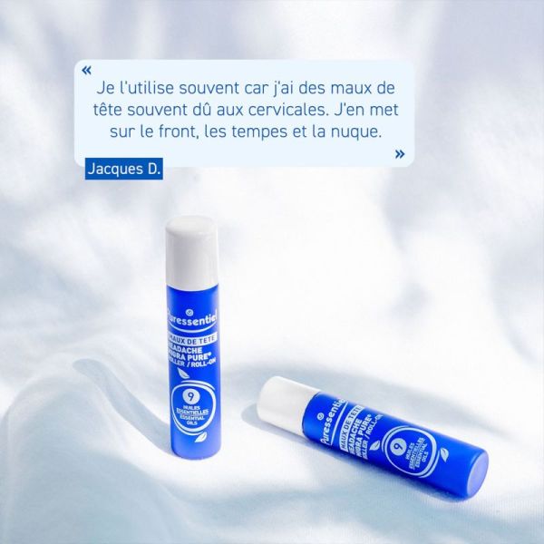 Puressentiel Maux de Tête Roller Migra Pure aux 9 Huiles Essentielles 5 ml – Effet frais immédiat, réduit la douleur des céphalées et détend
