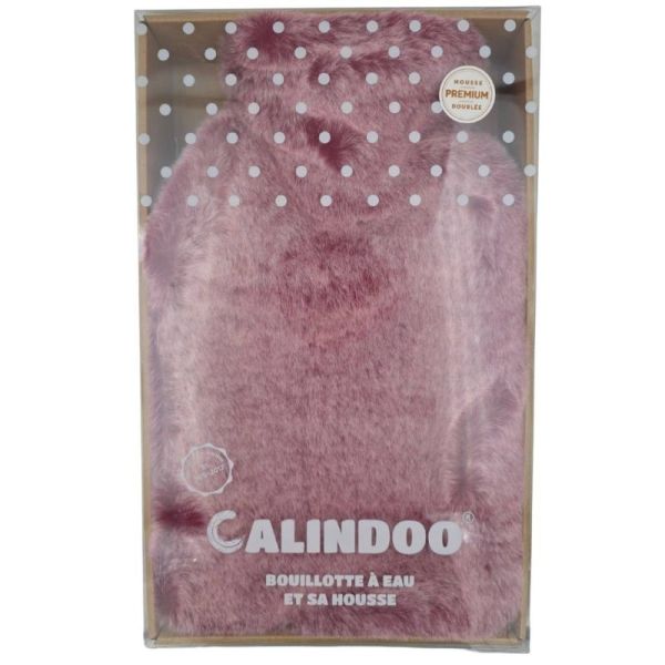 Calindoo Bouillotte à Eau et sa Housse Polaire 2 L Framboise- Confort, chaleur réconfortante et utilisation à froid