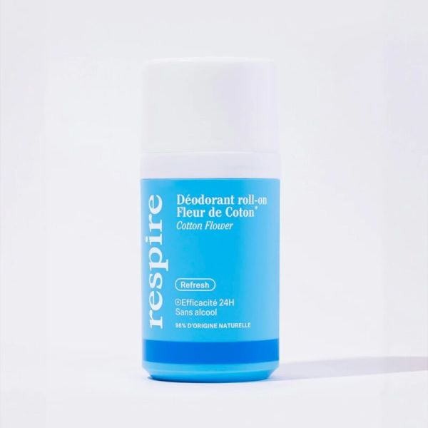 Respire Déodorant Roll-on Fleur de Coton 15ml – Efficacité et fraîcheur 24h