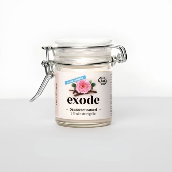 Exode Déodorant Baume Bio Peaux Sensibles à l'Huile de Nigelle 50g Oud & Rose – Efficacité 48h