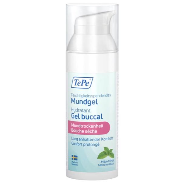 TePe Gel Buccal Hydratant Bouche Sèche - 50 ml - Saveur Menthe Douce - Soulagement immédiat et hydrate