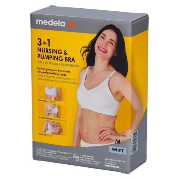 Medela Soutien-gorge de Grossesse et d'Allaitement - 3 en 1 - Blanc - Taille M - 1 pièce