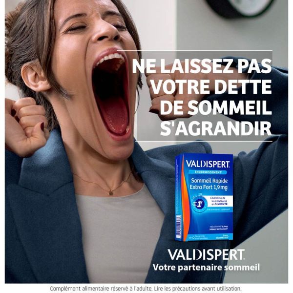 Valdispert Sommeil Rapide Mélatonine 1,9mg - Lot de 2 x 40 comprimés orodispersibles - Endormissement en 1 minute