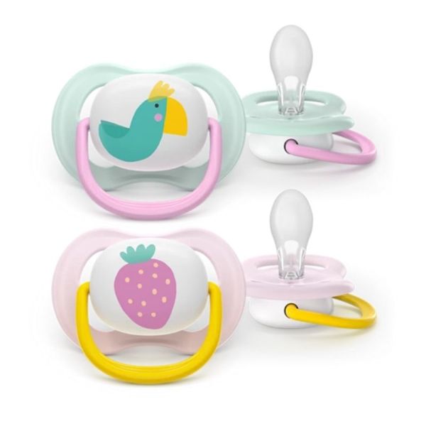 Philips Avent Ultra Air Happy Sucettes Orthodontiques en Silicone 0/6 Mois - 2 Sucettes