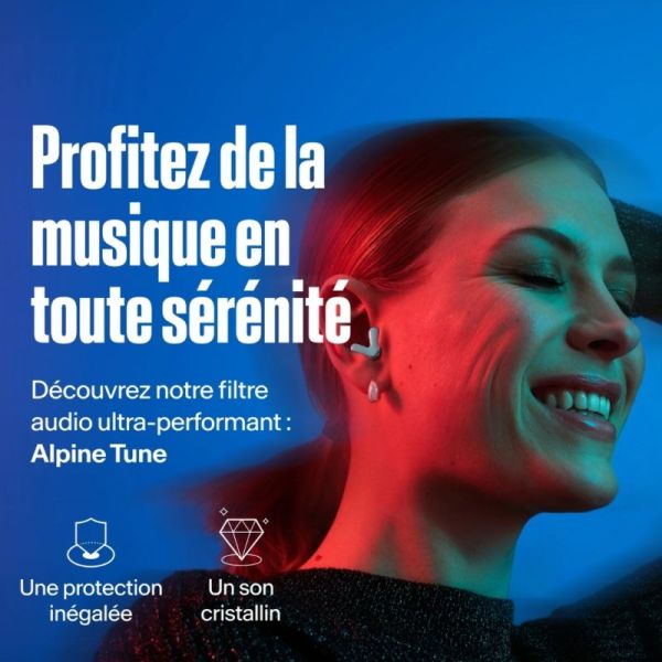 Alpine Tune Silver Paire de bouchons d'oreille - Haute fidélité pour les concerts, les festivals et les passionnés de musique