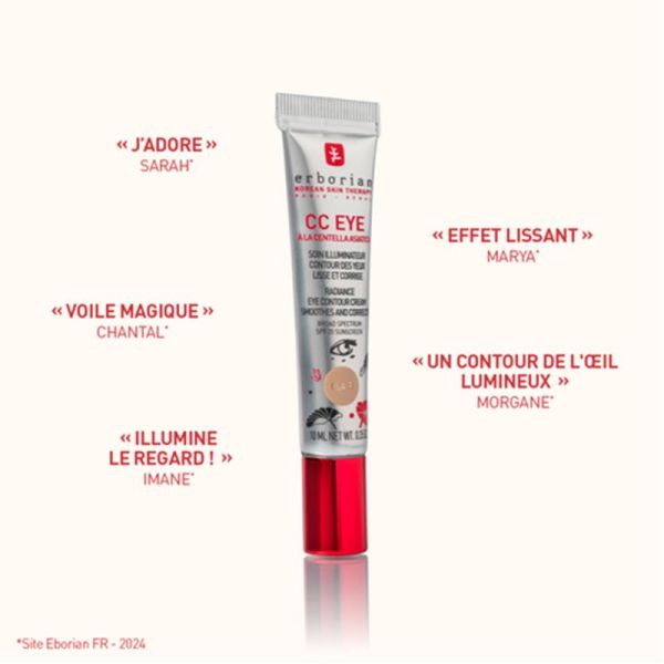 Erborian CC Eye Soin Illuminateur Contour des Yeux 10ml Teinte Doré – Crème teintée anti-cernes et lissante