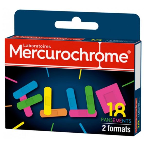 Mercurochrome Pansements Fluo - 2 Formats - Protège les Petites Blessures - 18 Pansements